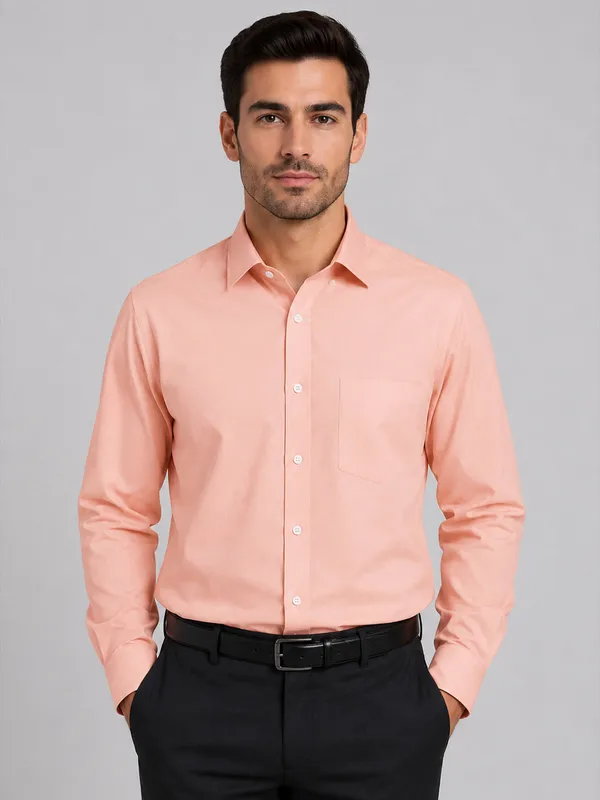 Peach_Formal_Oxford_Cotton_Shirt_For_Men