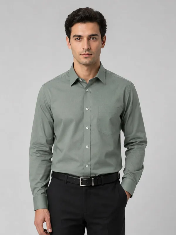 Olive_Formal_Oxford_Cotton_Shirt_For_Men