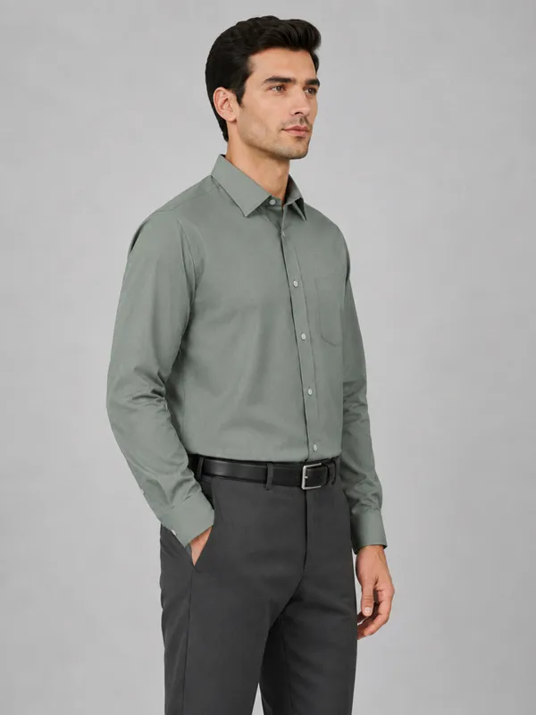 Olive_Formal_Oxford_Cotton_Shirt_For_Men