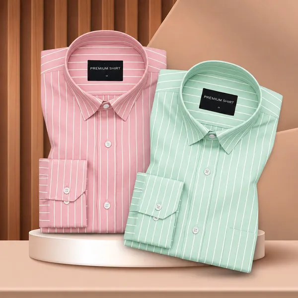 Peach_Mint_Green_Pinstripe_Oxford_Pack_Of_2_Shirts_For_Men