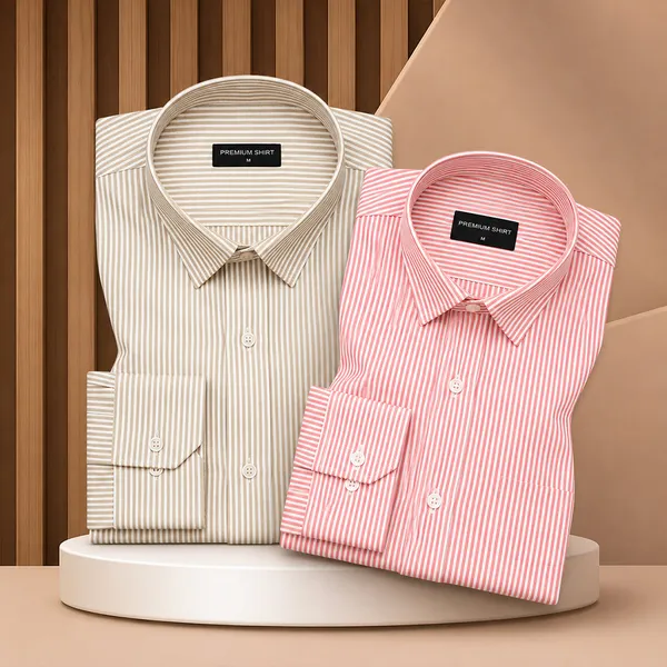 Bold_Beige_Bold_Red_Oxford_Pack_Of_2_Stripe_Shirts_For_Men