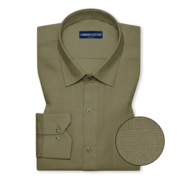 Olive_Textured_Linen_Shirt_For_Men
