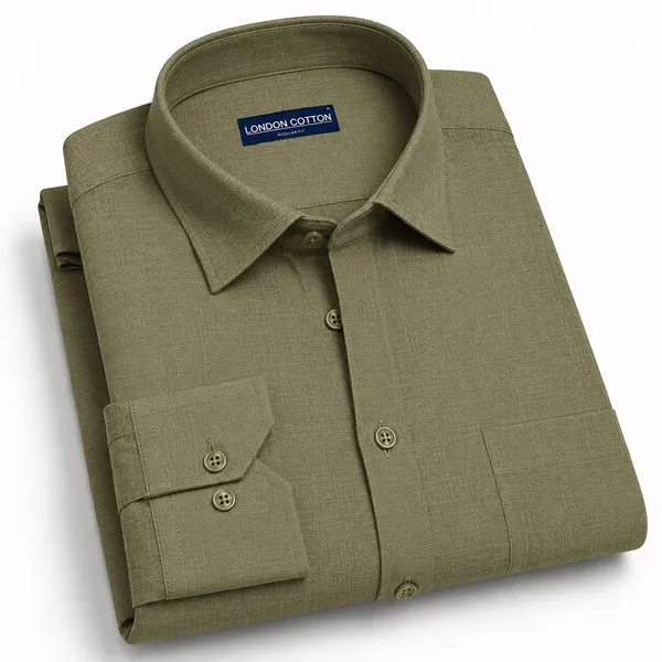 Olive_Textured_Linen_Shirt_For_Men