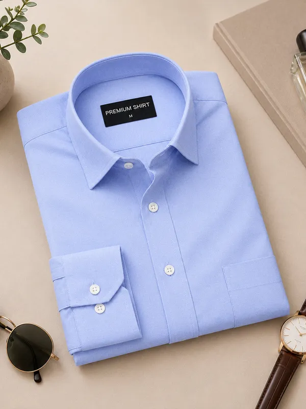 Pack_Of_2_Denim_Blue_Lime_Green_Formal_Oxford_Cotton_Shirt_For_Men