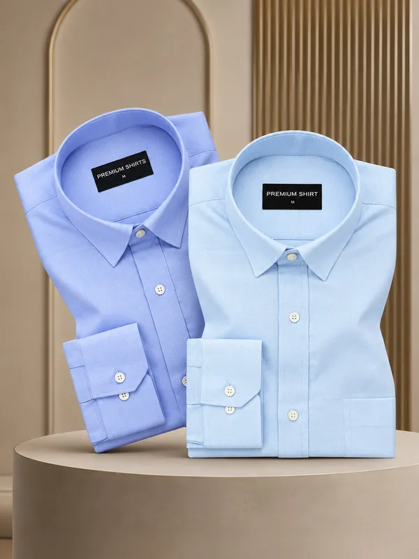 Pack_Of_2_Denim_Blue_Sky_Blue_Formal_Oxford_Cotton_Shirt_For_Men