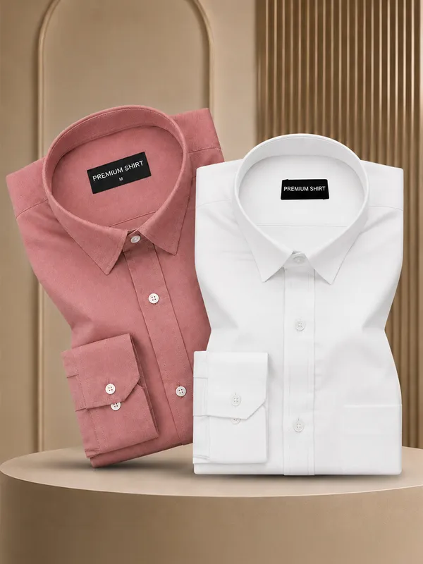 Pack_Of_2_Maroon_White_Formal_Oxford_Cotton_Shirt_For_Men