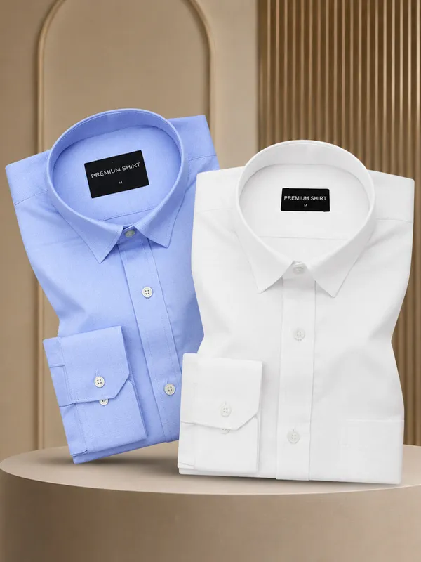 Pack_Of_2_Denim_Blue_White_Formal_Oxford_Cotton_Shirt_For_Men