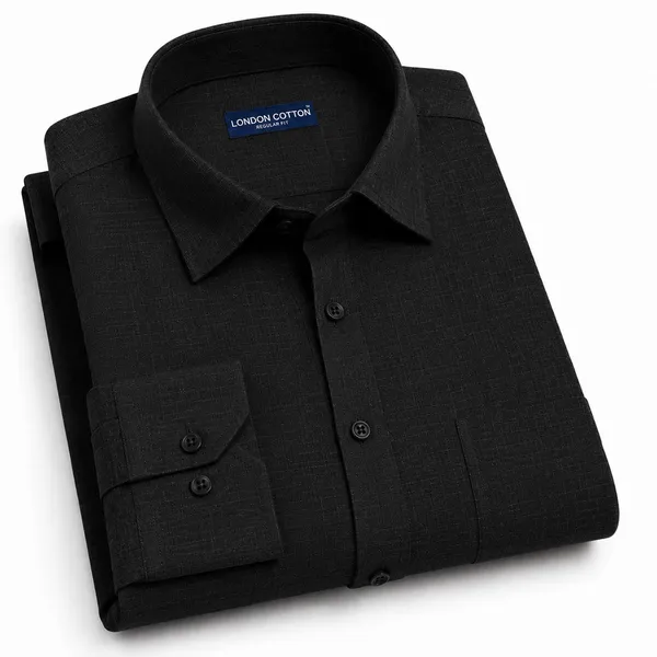 Black_Textured_Linen_Shirt_For_Men