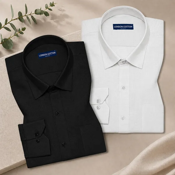 Pack_Of_2_Textured_Linen_Shirts_Black_White