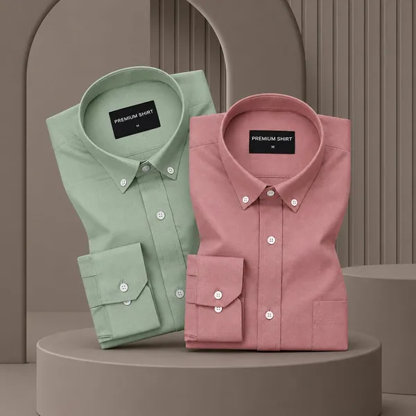 Pack_Of_2_Oxford_Cotton_Shirt_For_Men_Sea_Green_Maroon