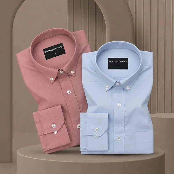 Pack_Of_2_Oxford_Cotton_Shirt_For_Men_Maroon_Sky_Blue
