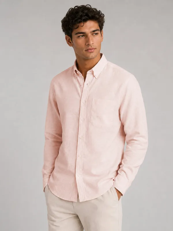 Peach_Linear_Linen_Shirt