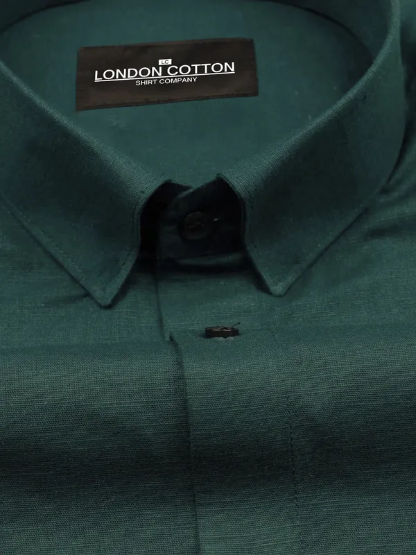 Bottle_Green_Linear_Linen_Shirt