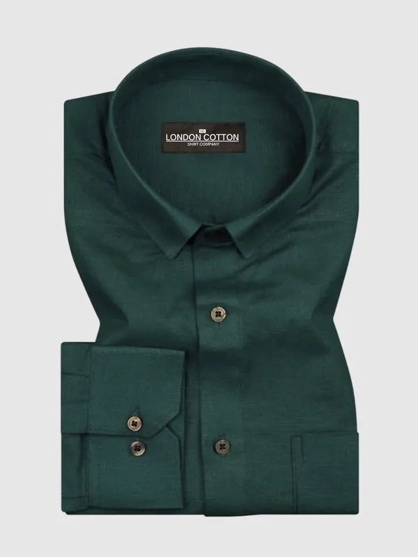 Bottle_Green_Linear_Linen_Shirt