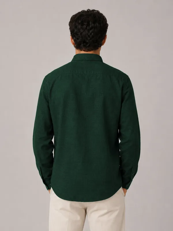Bottle_Green_Linear_Linen_Shirt