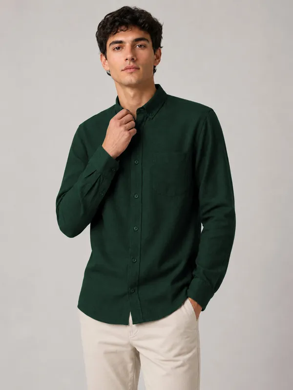 Bottle_Green_Linear_Linen_Shirt
