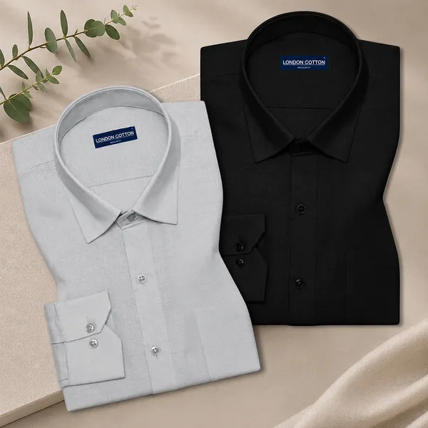 Pack_Of_2_Textured_Linen_Shirts_Silver_Black