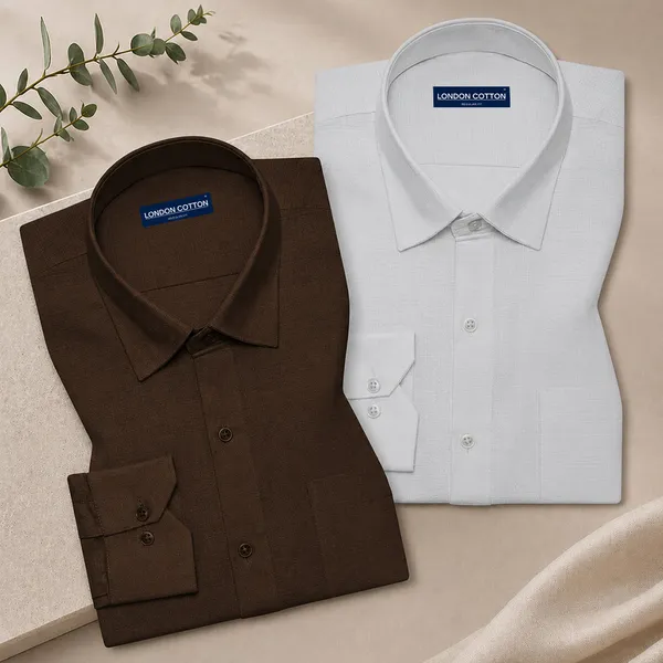 Pack_Of_2_Textured_Linen_Shirts_Brown_Silver