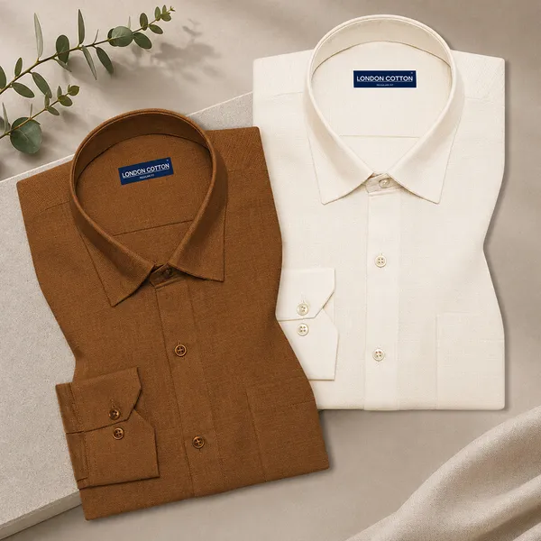 Pack_Of_2_Textured_Linen_Shirts_Mehendi_Cream