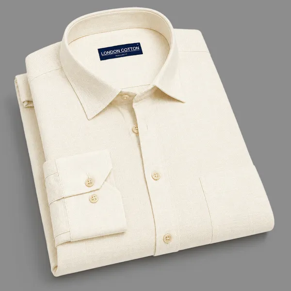 Cream_Textured_Linen_Shirt_For_Men
