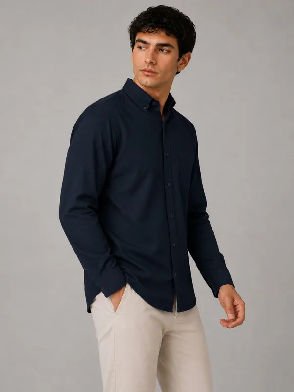 Navy_Blue_Linear_Linen_Shirt