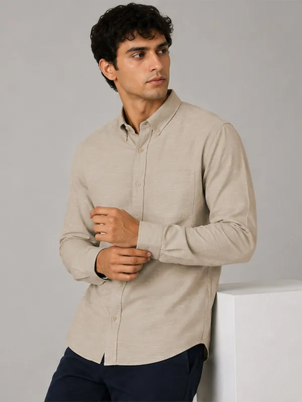 Beige_Linear_Linen_Shirt