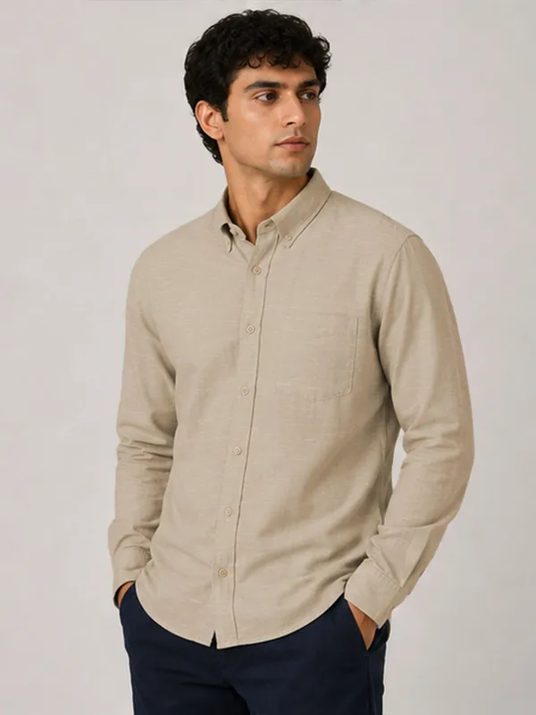 Beige_Linear_Linen_Shirt