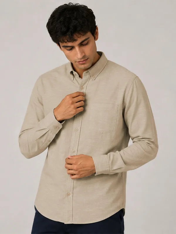 Beige_Linear_Linen_Shirt