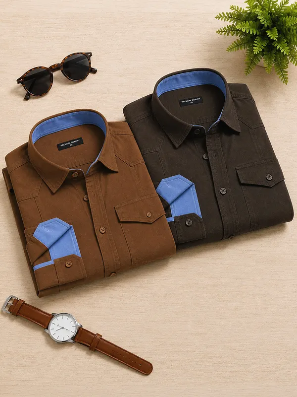 Pack_Of_2_Cargo_Style_Dusty_Brown_Dark_Brown_Shirt
