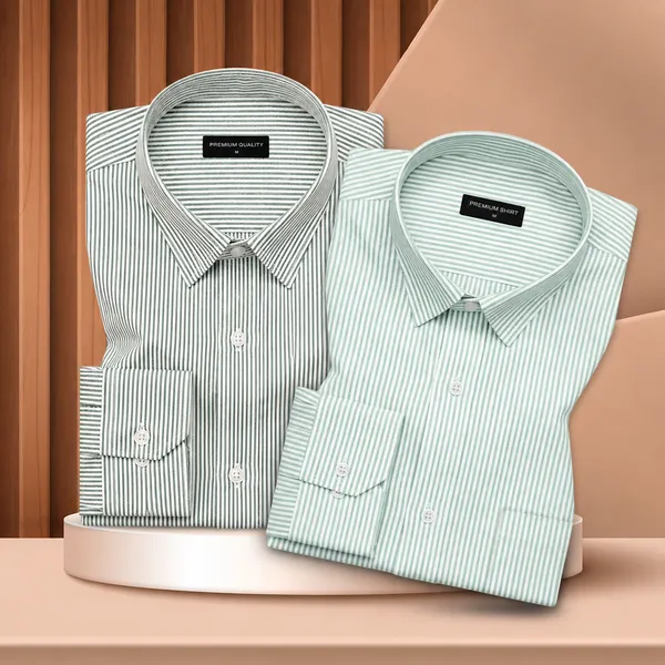 Dark_Green_Light_Green_Oxford_Pack_Of_2_Stripe_Shirts_For_Men