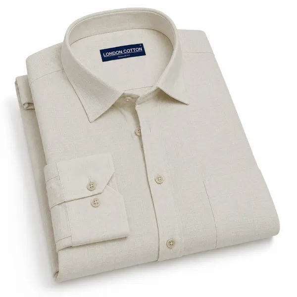 Beige_Textured_Linen_Shirt_For_Men