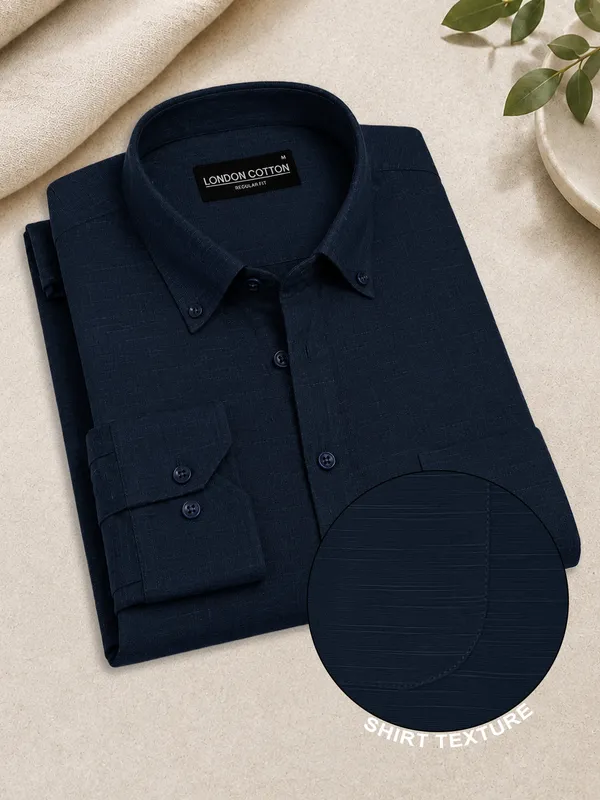 White_Navy_Blue_Linear_Linen_Pack_Of_2_Shirt