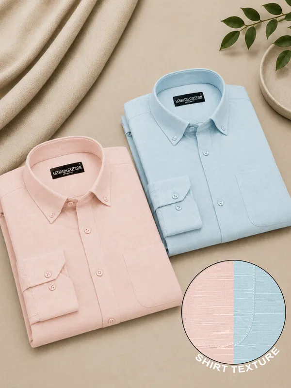 Peach_Sky_Blue_Linear_Linen_Pack_Of_2_Shirt