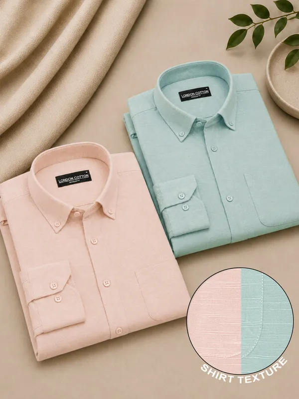 Peach_Turkish_Blue_Linear_Linen_Pack_Of_2_Shirt