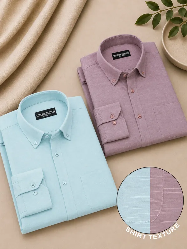 Sky_Blue_Lavender_Linear_Linen_Pack_Of_2_Shirt