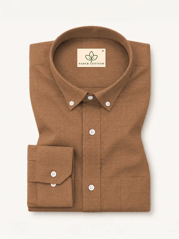 Dusty_Brown_Down_Button_Casual_Linen_Shirt