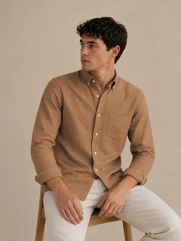 Dusty_Brown_Down_Button_Casual_Linen_Shirt