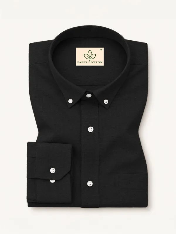 Black_Down_Button_Casual_Linen_Shirt