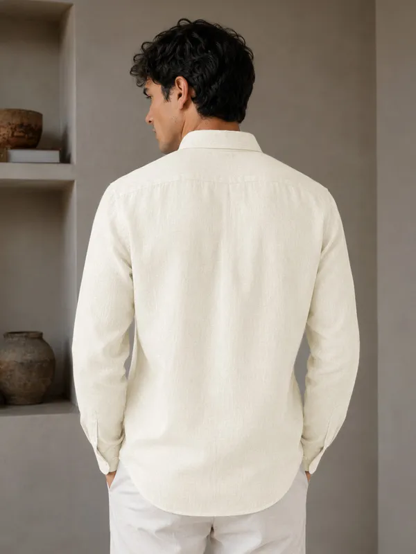 Off_White_Down_Button_Casual_Linen_Shirt