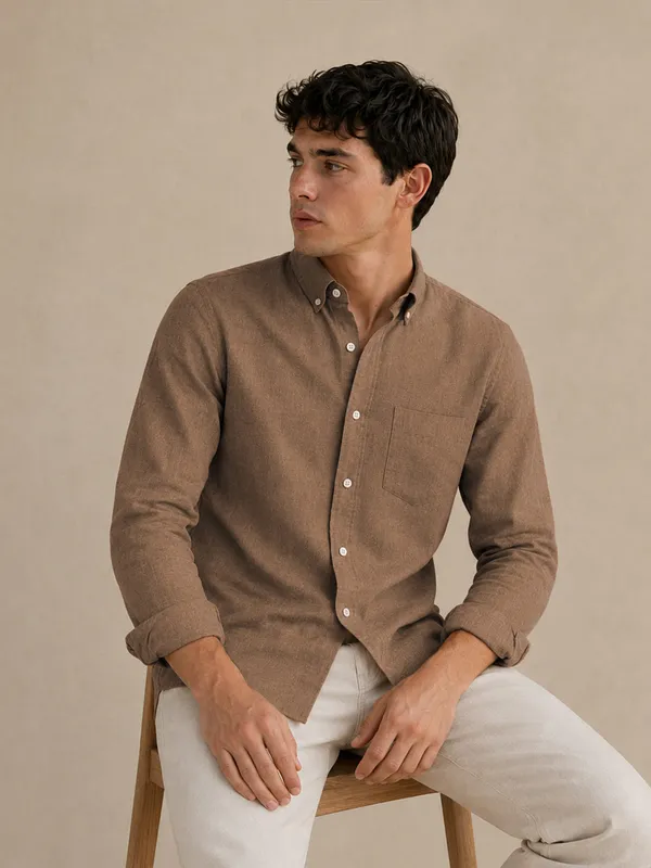 Brown_Down_Button_Casual_Linen_Shirt