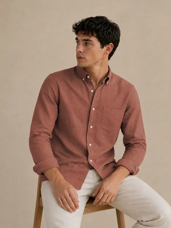 Maroon_Down_Button_Casual_Linen_Shirt