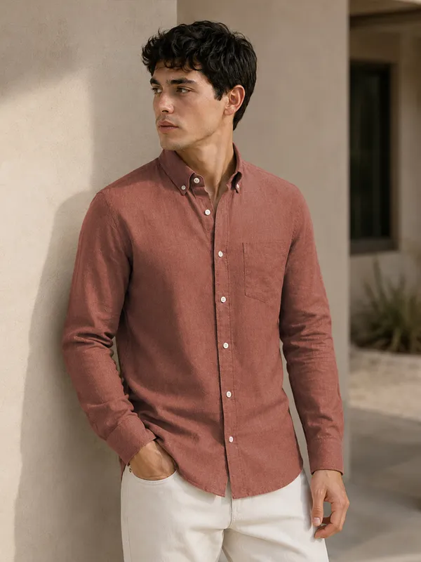 Maroon_Down_Button_Casual_Linen_Shirt