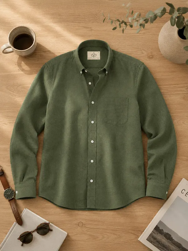 Olive_Down_Button_Casual_Linen_Shirt