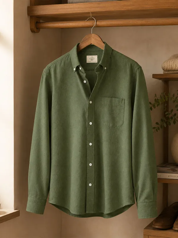 Olive_Down_Button_Casual_Linen_Shirt