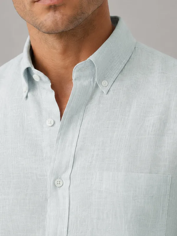Turkish_Blue_Down_Button_Casual_Linen_Shirt