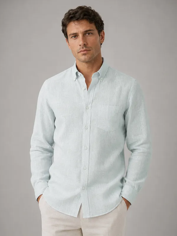 Turkish_Blue_Down_Button_Casual_Linen_Shirt