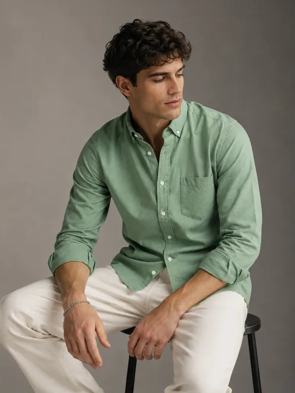 Casual_Oxford_Cotton_Sea_Green_Shirt_For_Men