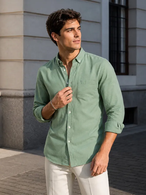 Casual_Oxford_Cotton_Sea_Green_Shirt_For_Men