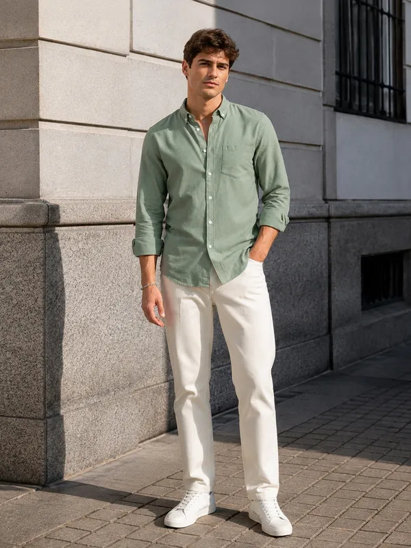 Casual_Oxford_Cotton_Sea_Green_Shirt_For_Men