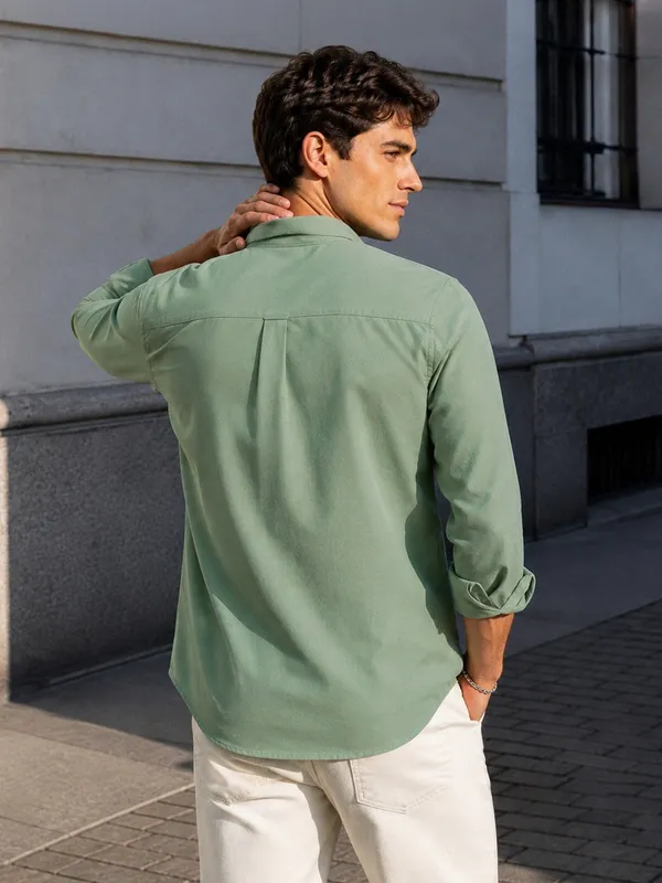 Casual_Oxford_Cotton_Sea_Green_Shirt_For_Men
